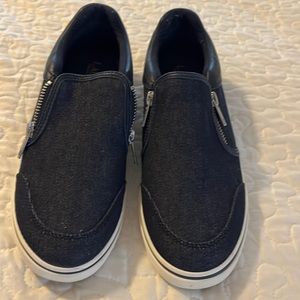RALPH LAUREN Jeorgia Navy Blue Denim Flat Slip On Casual Shoes Sneakers 7.